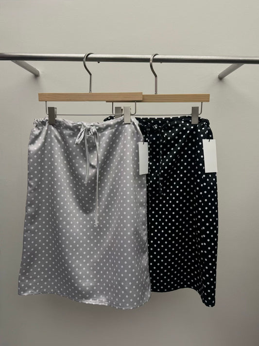 🆕 Polka Dot Satin Drawstring Midi Skirt - 2 colours