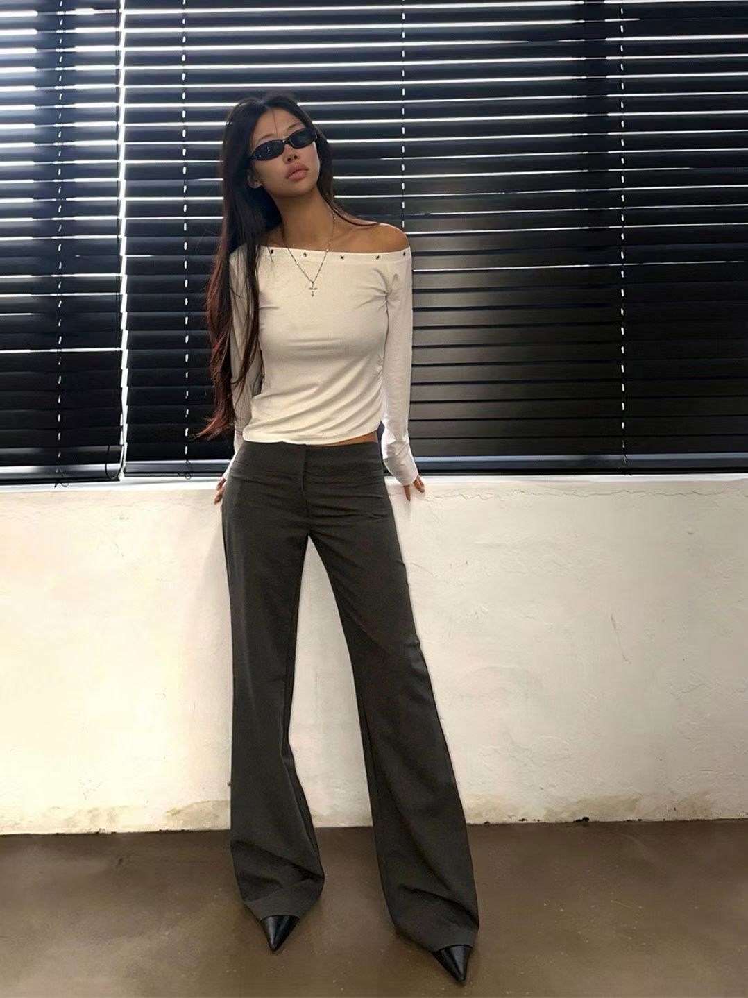[ 🆕 歐美型格ִ ࣪𖤐.ᐟ 超顯瘦 低腰喇叭褲 ] Anna Low Waist Flare Slack Pants - 2 colours