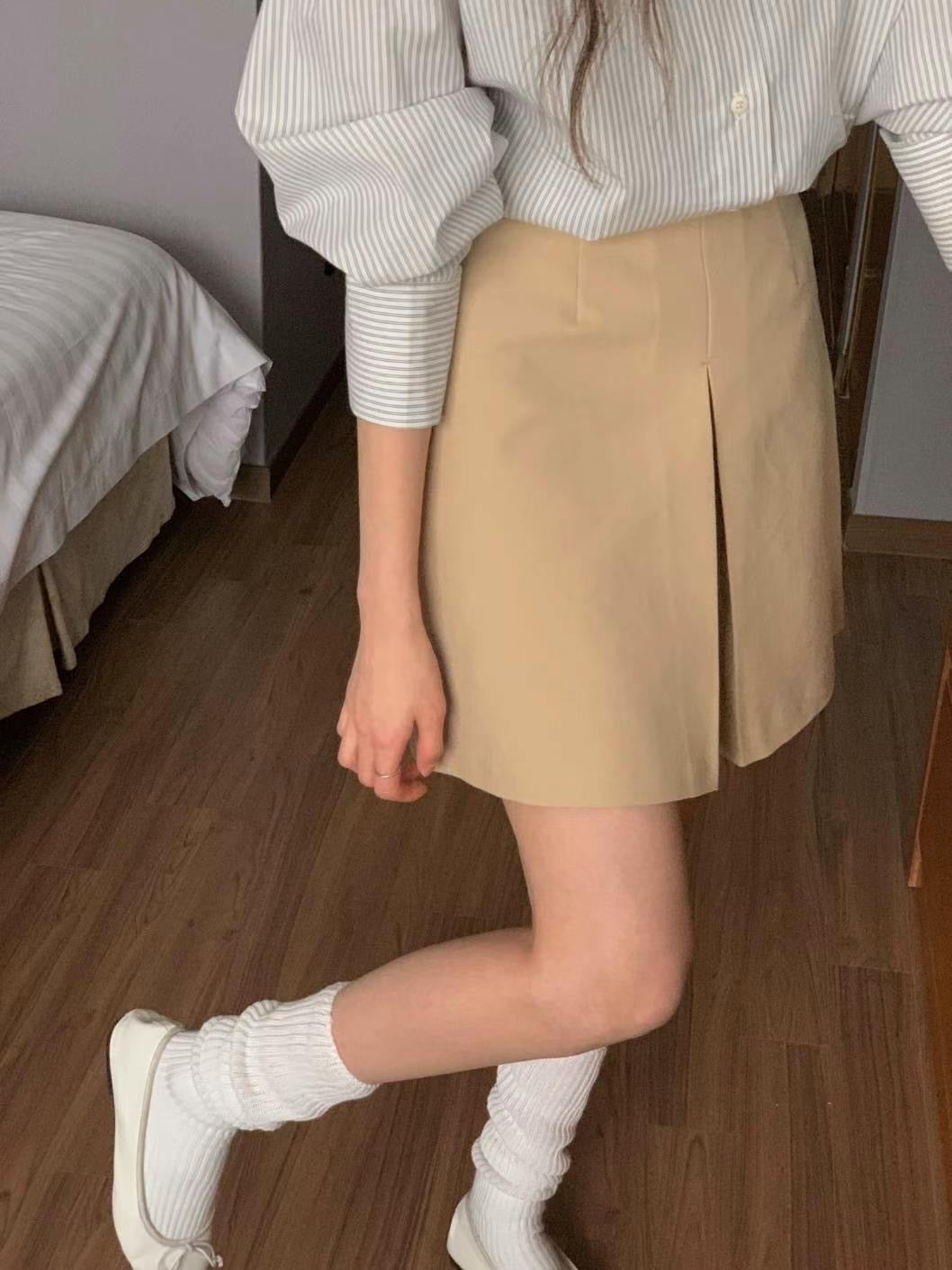 [ 韓國連線 🇰🇷 極高質! 防皺不透西裝裙 (連腰帶)] Sailing Wave Mini Skirt (with belt) - 3 colours