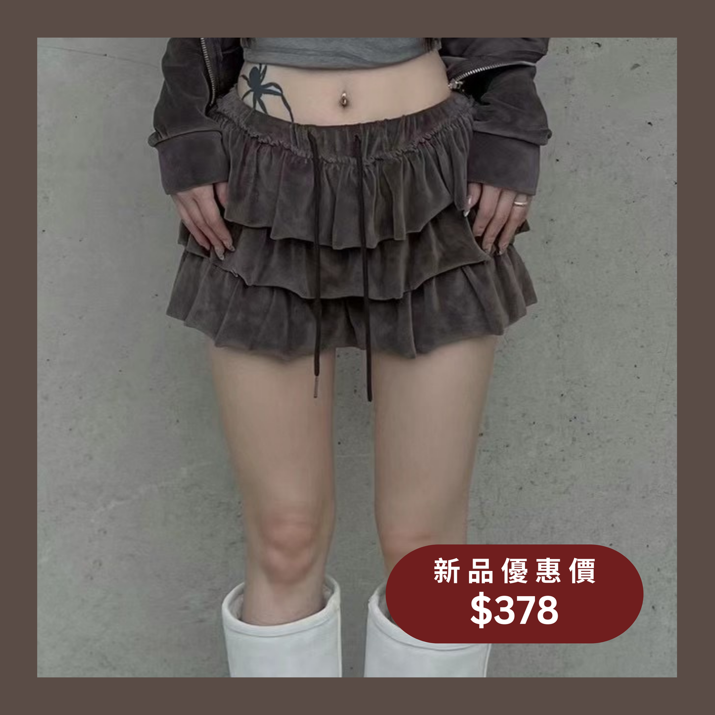 [ Day 1 新品 - 好可愛! 絨面層層疊短裙 ] Velvet Ruffle Mini Dress (skorts) - 4 colours