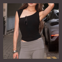 🆕 Asymmetric Cutout Ribbed Tank (with pads) - 3 colours