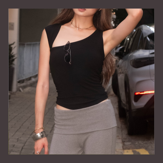 🆕 Asymmetric Cutout Ribbed Tank (with pads) - 3 colours