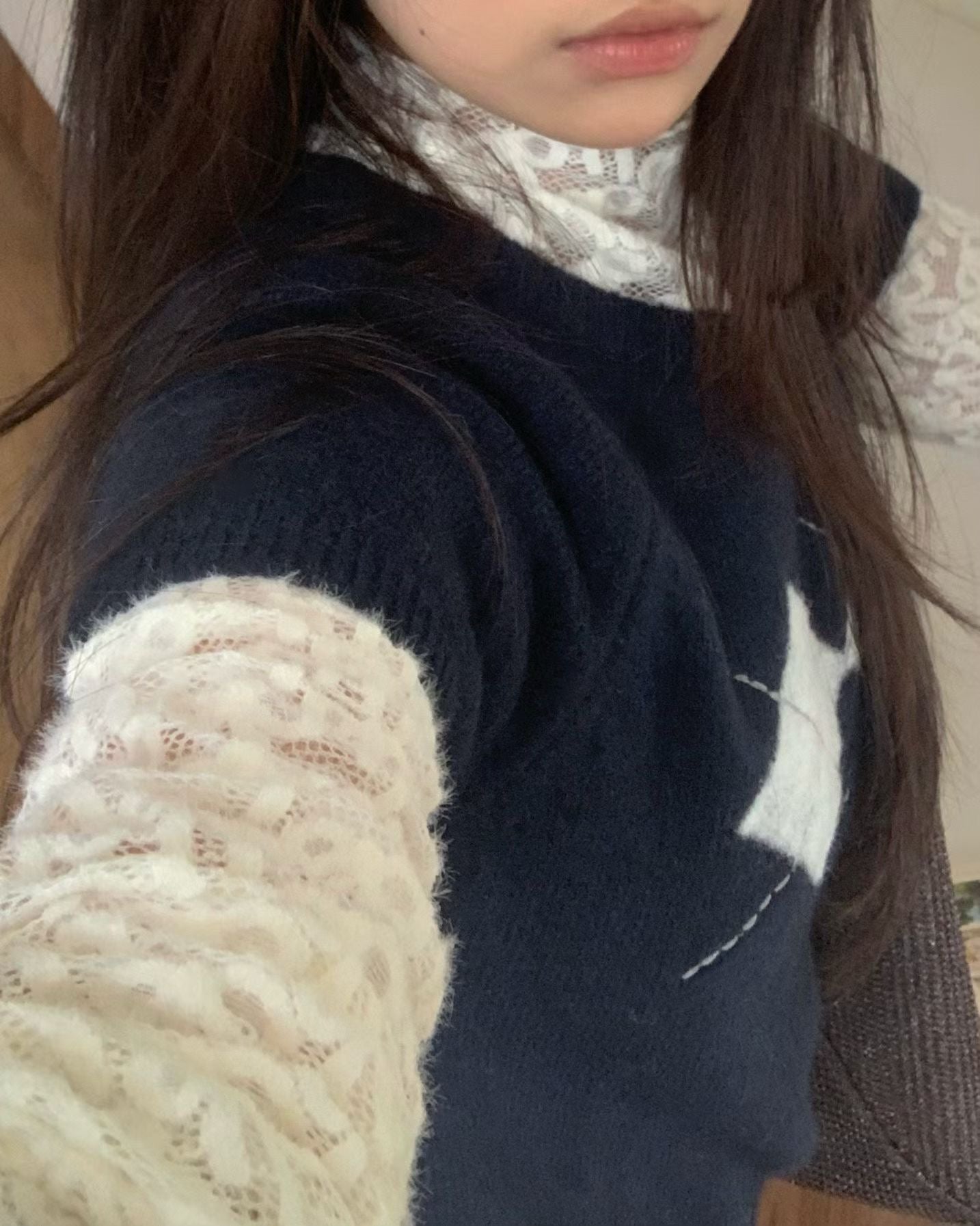 [ 🆕 溫柔氣質 🐚 透視蝴蝶結 lace ] Lacey Bow Turtle Neck Top - 3 colours