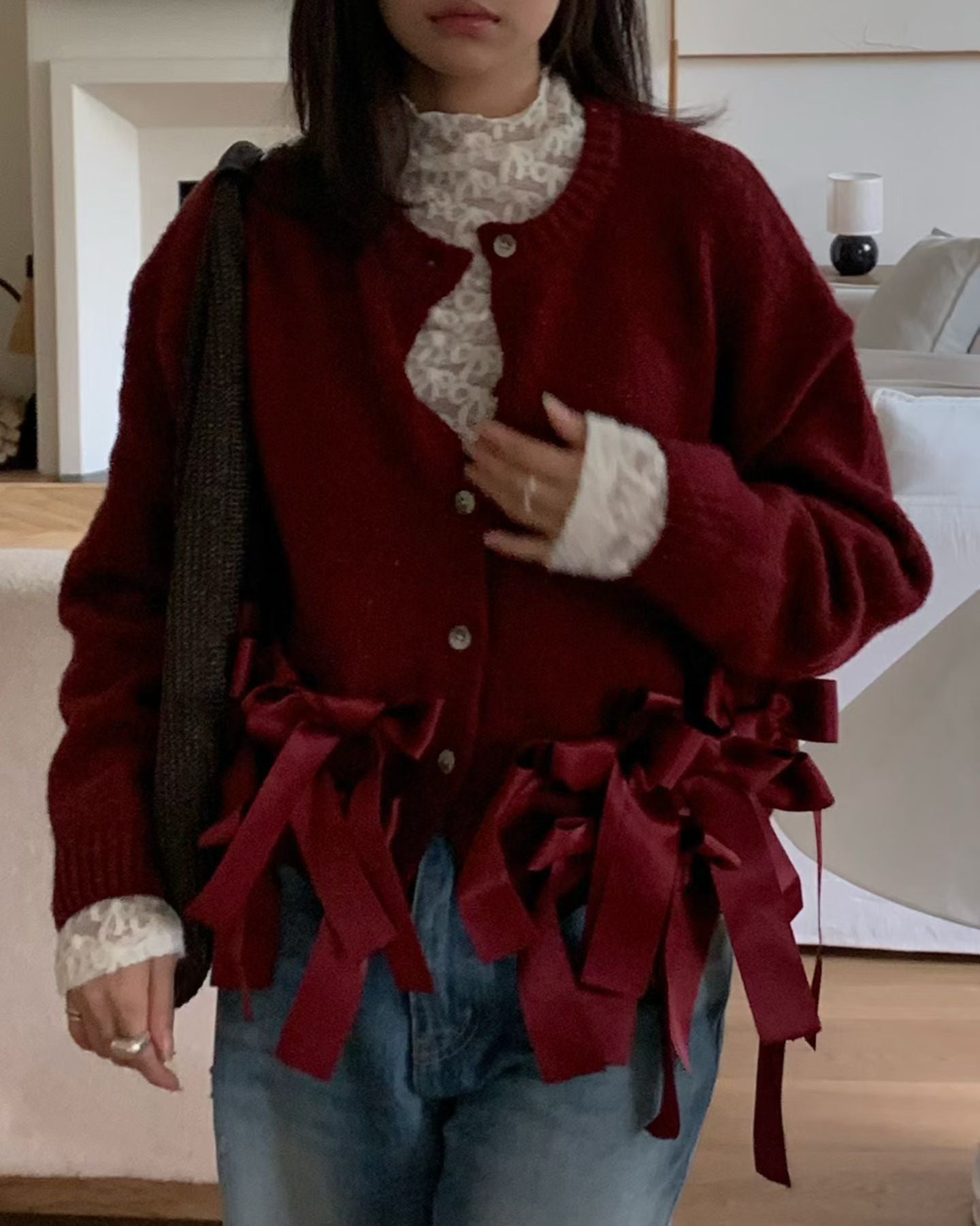 [ 🆕 溫柔氣質 🐚 透視蝴蝶結 lace ] Lacey Bow Turtle Neck Top - 3 colours