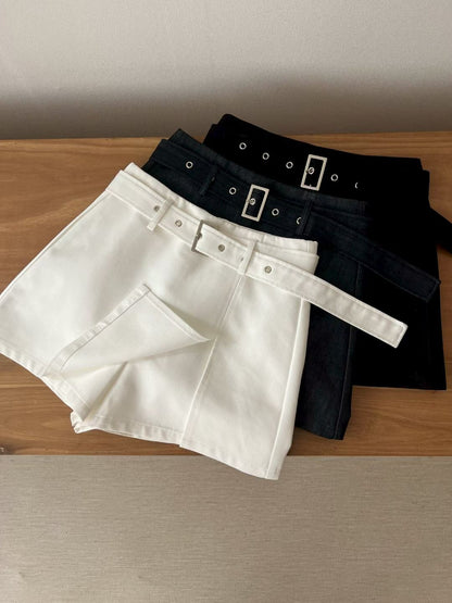 [ 🆕 簡約必備! 短裙褲連皮帶) ] Common Mini Skort With Belt - 3 colours