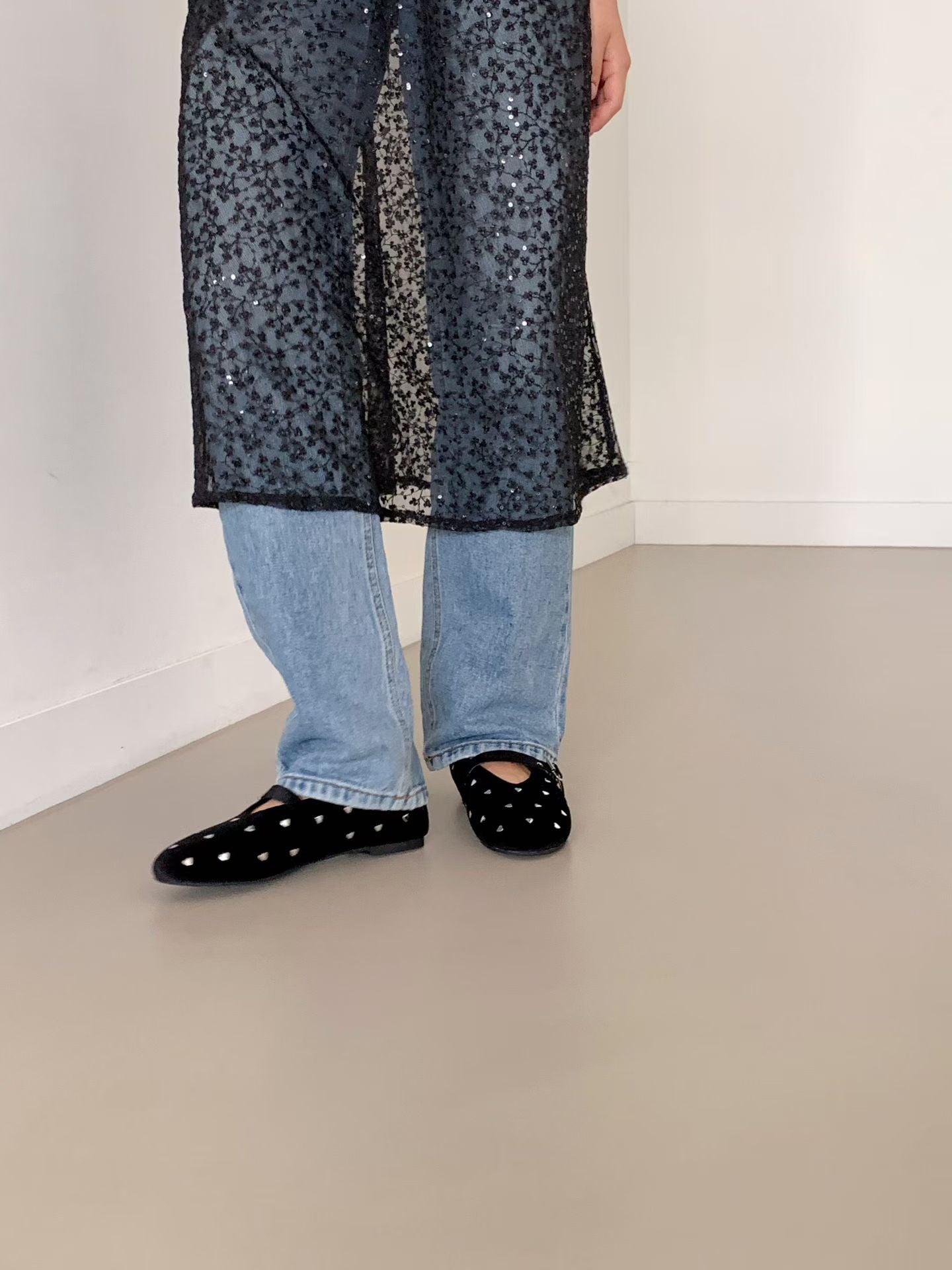 [ 🆕 好可愛!! 絨面心型 Mary Jane flats] Mini Heart Velvet Flats