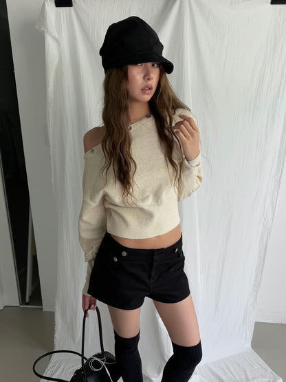 Asymmetrical Sweater With Buttons - 3 colours
