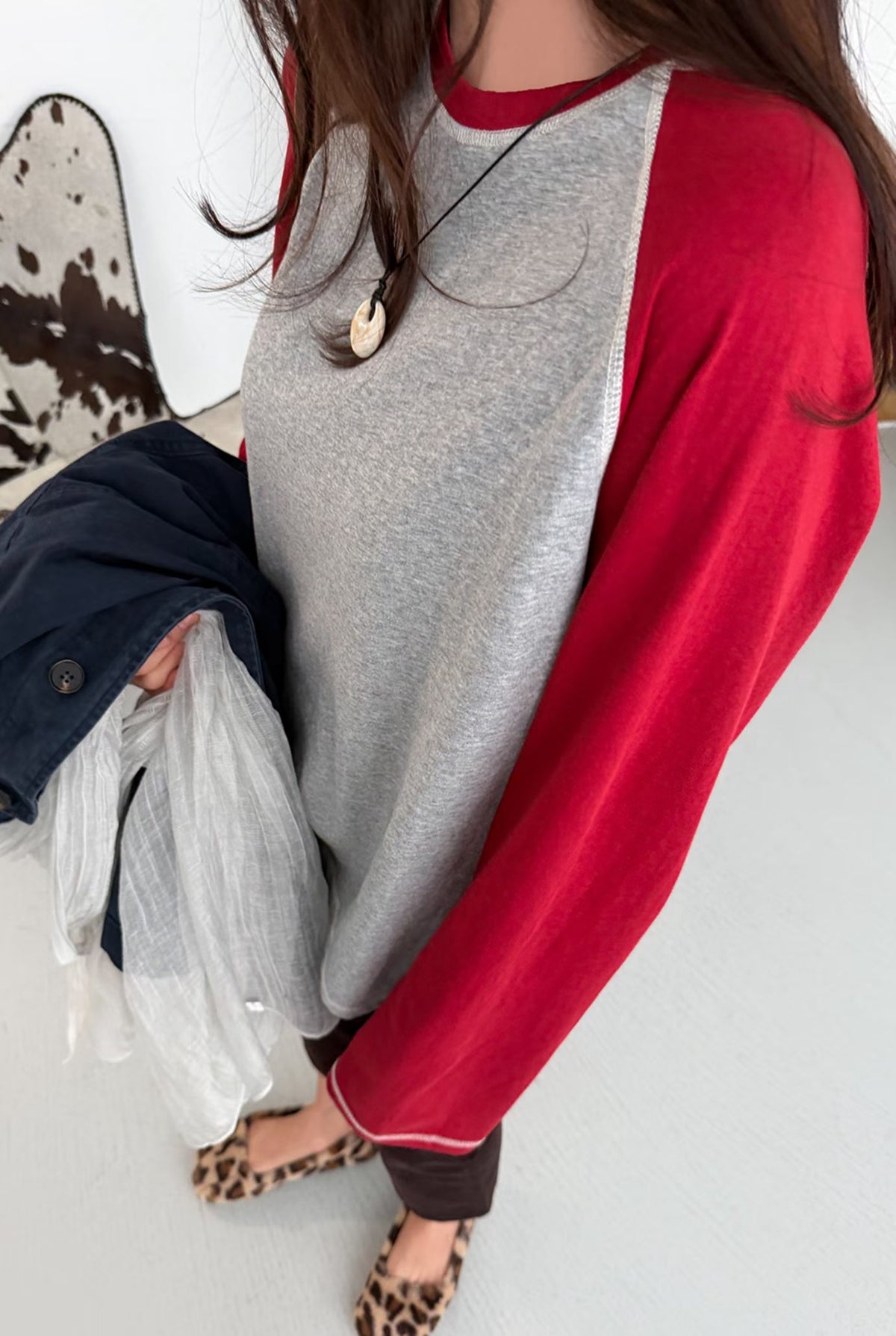 Contrast Stitch Raglan Long Sleeve - 4 colours