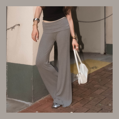 Foldover Waistband Flare Pants - 4 colours