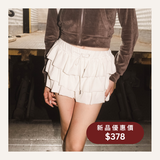 [ Day 1 新品 - 好可愛! 絨面層層疊短裙 ] Velvet Ruffle Mini Dress (skorts) - 4 colours