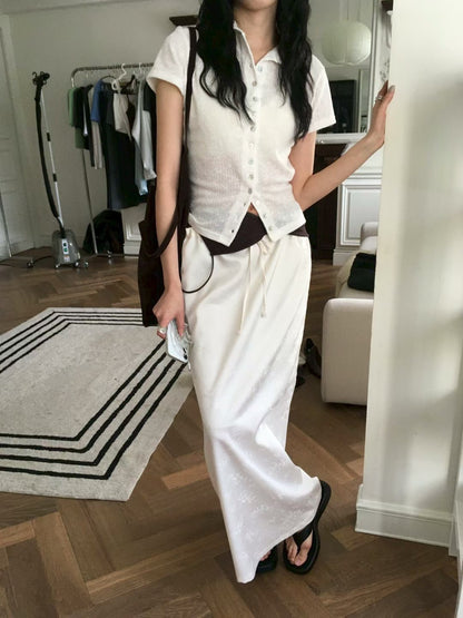 🆕 Satin Jacquard Drawstring Maxi Skirt - 2 colours