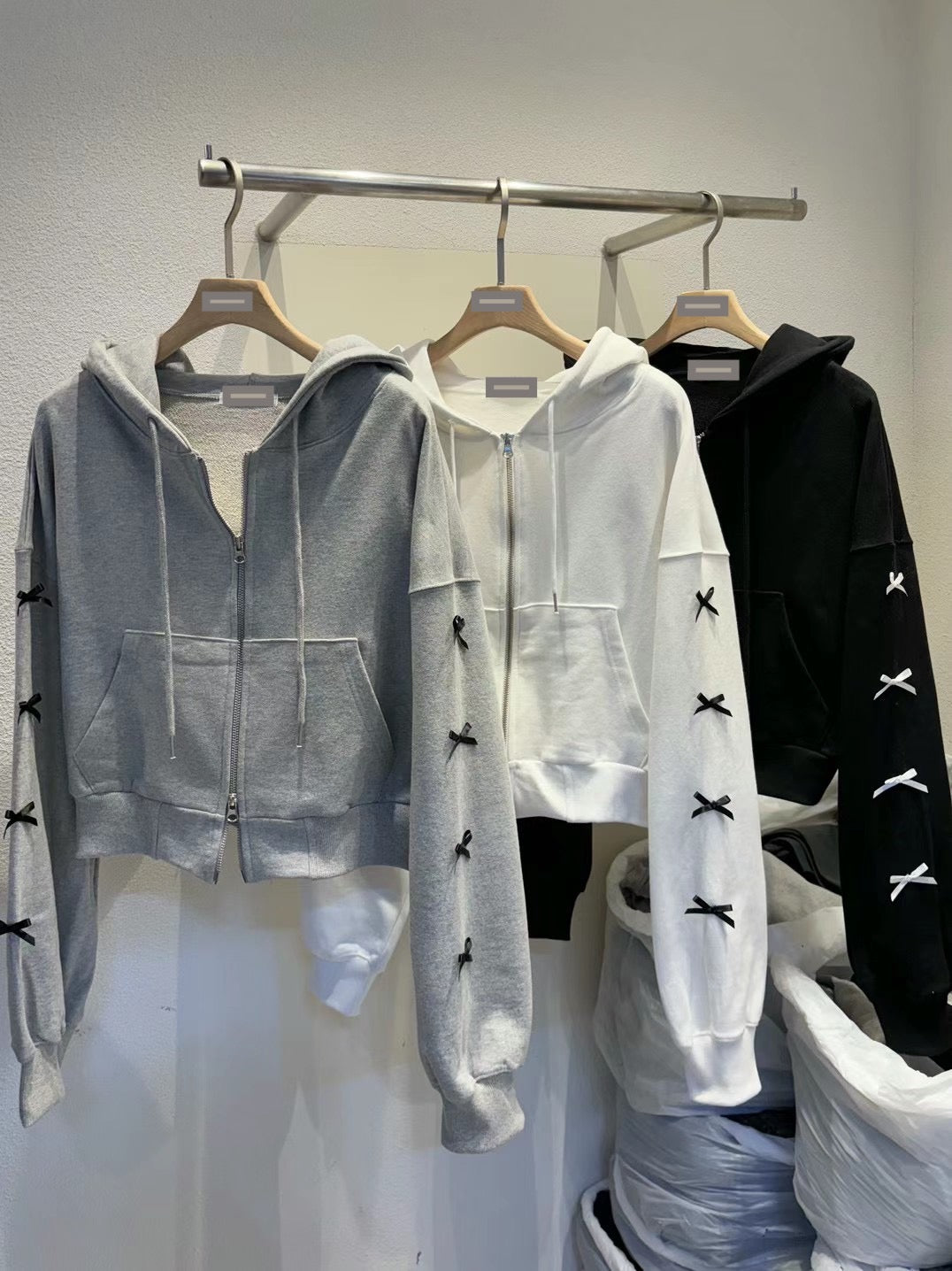 [ 超可愛的 casual hoodie ] Ribbon Bow Hoodie Jacket - 3 colours