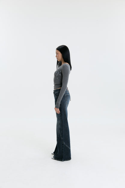 Luv Dept / Signature Luv Dept Tie Up Top - Charcoal