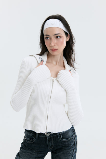 Luv Dept / The Core Full-Zip Sweater - Ivory