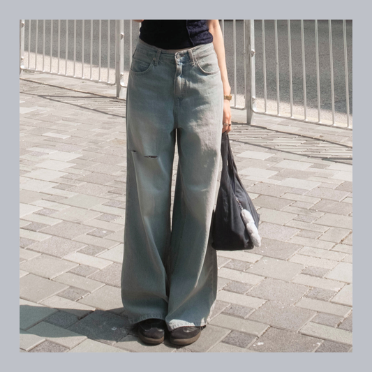 [ 🆕 垂感滿滿⋆˙⟡ 極致慵懶 ] On Me Ripped Baggy Jeans Straight