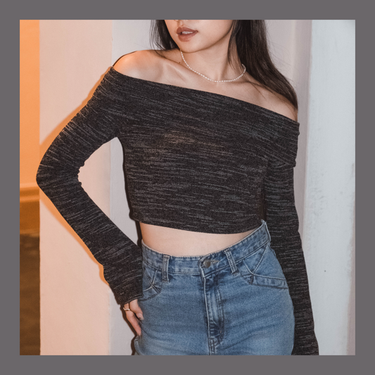 [ 氣質 get~ 混針針織一字膊 ] Low Key Off Shoulder Long Sleeve Top