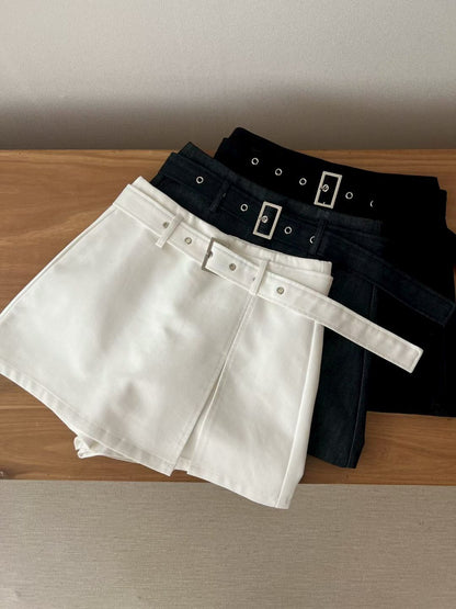 [ 🆕 簡約必備! 短裙褲連皮帶) ] Common Mini Skort With Belt - 3 colours