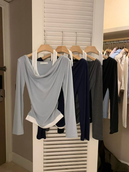 [ 🆕 Clean Fit ۶ৎ 氣質假兩件 top ] States Layering Top - 4 colours