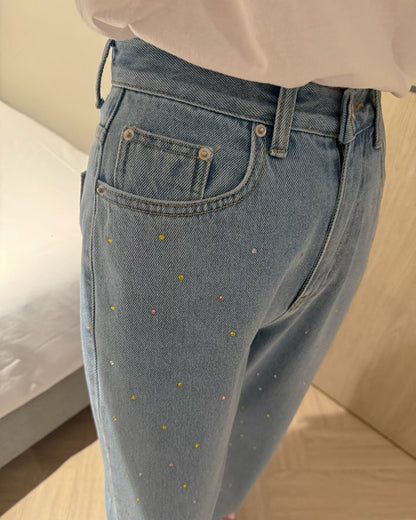 🆕 Sparkle Straight Wide-Leg Jeans - 3 colours