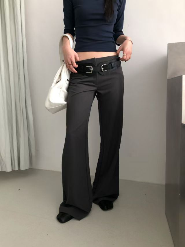 [ 🆕 歐美型格ִ ࣪𖤐.ᐟ 超顯瘦 低腰喇叭褲 ] Anna Low Waist Flare Slack Pants - 2 colours