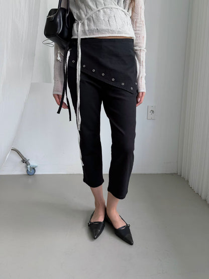 Grommet Overlay Cropped Trousers