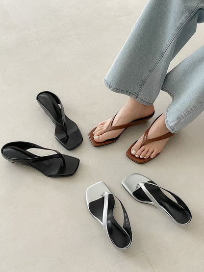 🆕  Minimalist Square-Toe Wedge Sandal - 3 colours