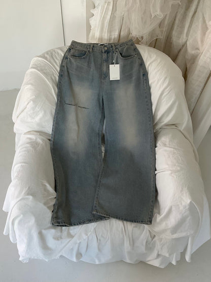 [ 🆕 垂感滿滿⋆˙⟡ 極致慵懶 ] On Me Ripped Baggy Jeans Straight