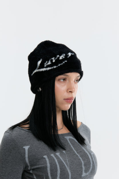 Luv Dept / ‘LUVER GIRL’ Fluffy Beanie - Black
