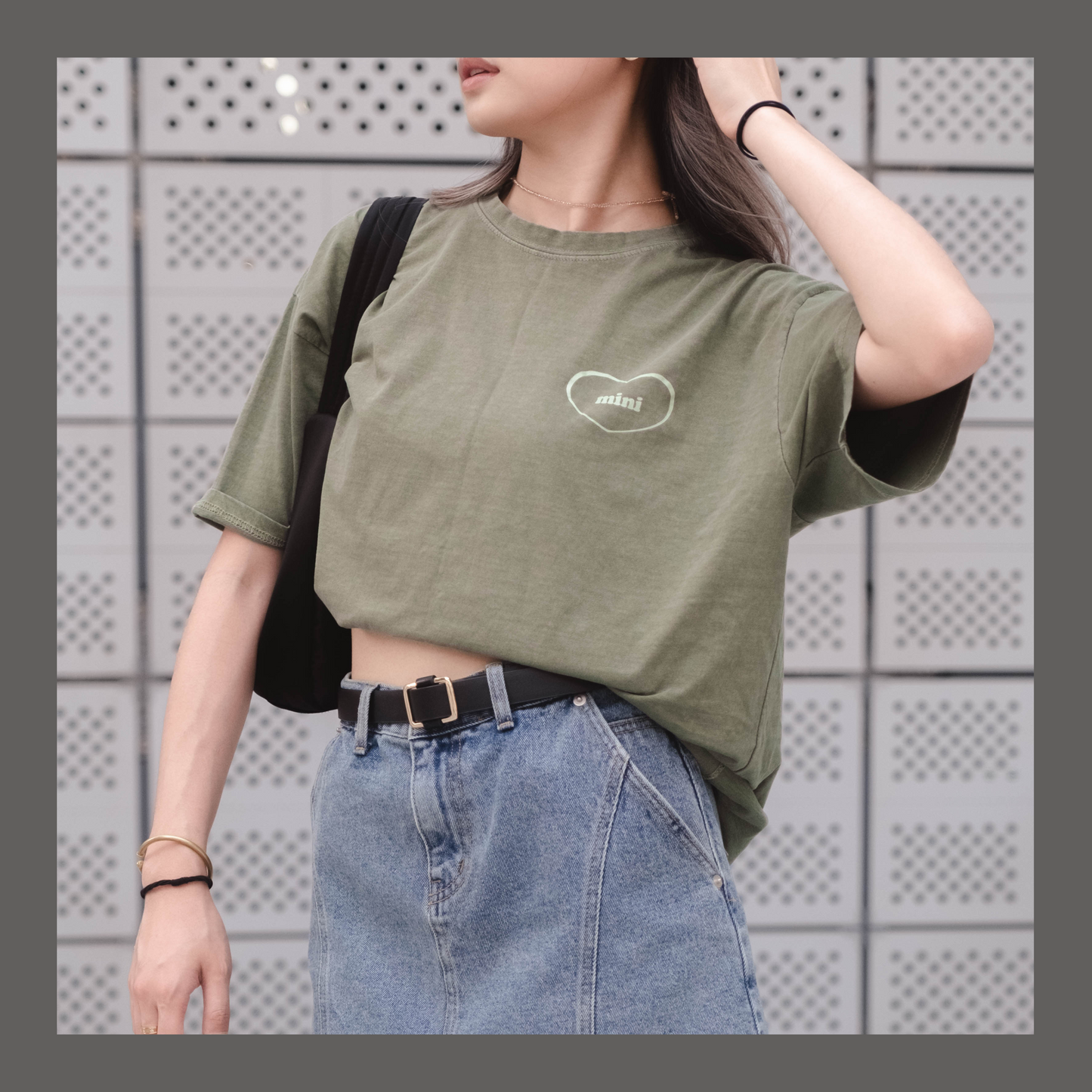 [ 韓國連線 🇰🇷 休閒型格 ! 簡約做舊 oversized tee ]  Mini Oversized Tee - Green