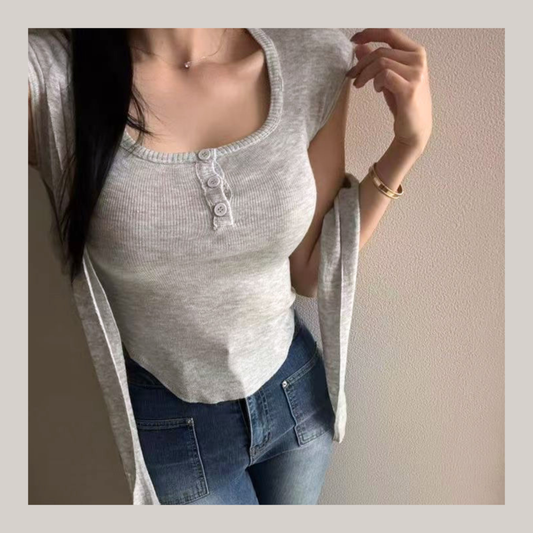 🆕  Convertible Henley Tie-Top - 4 colours