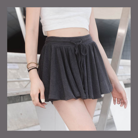 [ 韓國連線 🇰🇷 極柔軟 ! 雲感飄飄短裙 ☁️ 內置打底 ]  Cozy Flowing Skirt - Dark Grey