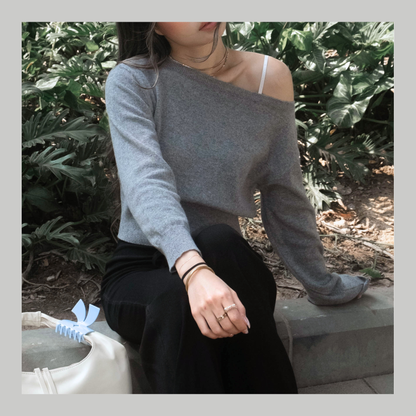 [ 🆕 軟淋淋~ 斜膊軟薄冷衫] Couch Sheer Sweater - 4 colours
