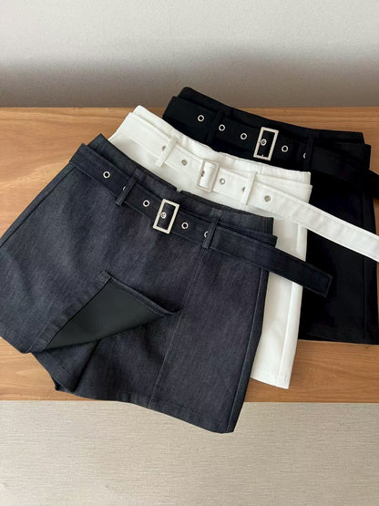 [ 🆕 簡約必備! 短裙褲連皮帶) ] Common Mini Skort With Belt - 3 colours