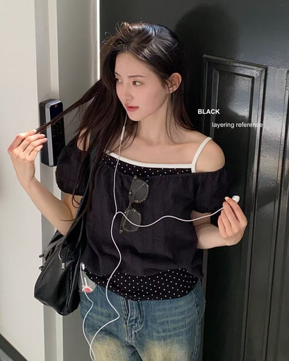 [ 🆕  super cute cute ⋆˚꩜｡ 小波點背心 ₊ ⊹ ] Polka Dot Cami - 5 colours