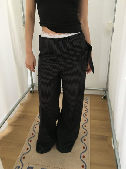 [ 🆕 極力大推薦 .✦ ݁˖ 清爽涼浸浸⋆˚࿔直間休長褲 ] Everyday Pants Stripes (with small scarf) - 2 colours