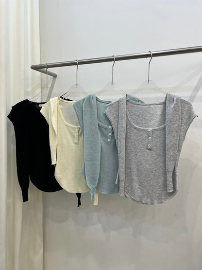 🆕  Convertible Henley Tie-Top - 4 colours
