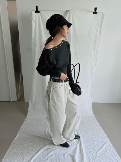Asymmetrical Sweater With Buttons - 3 colours