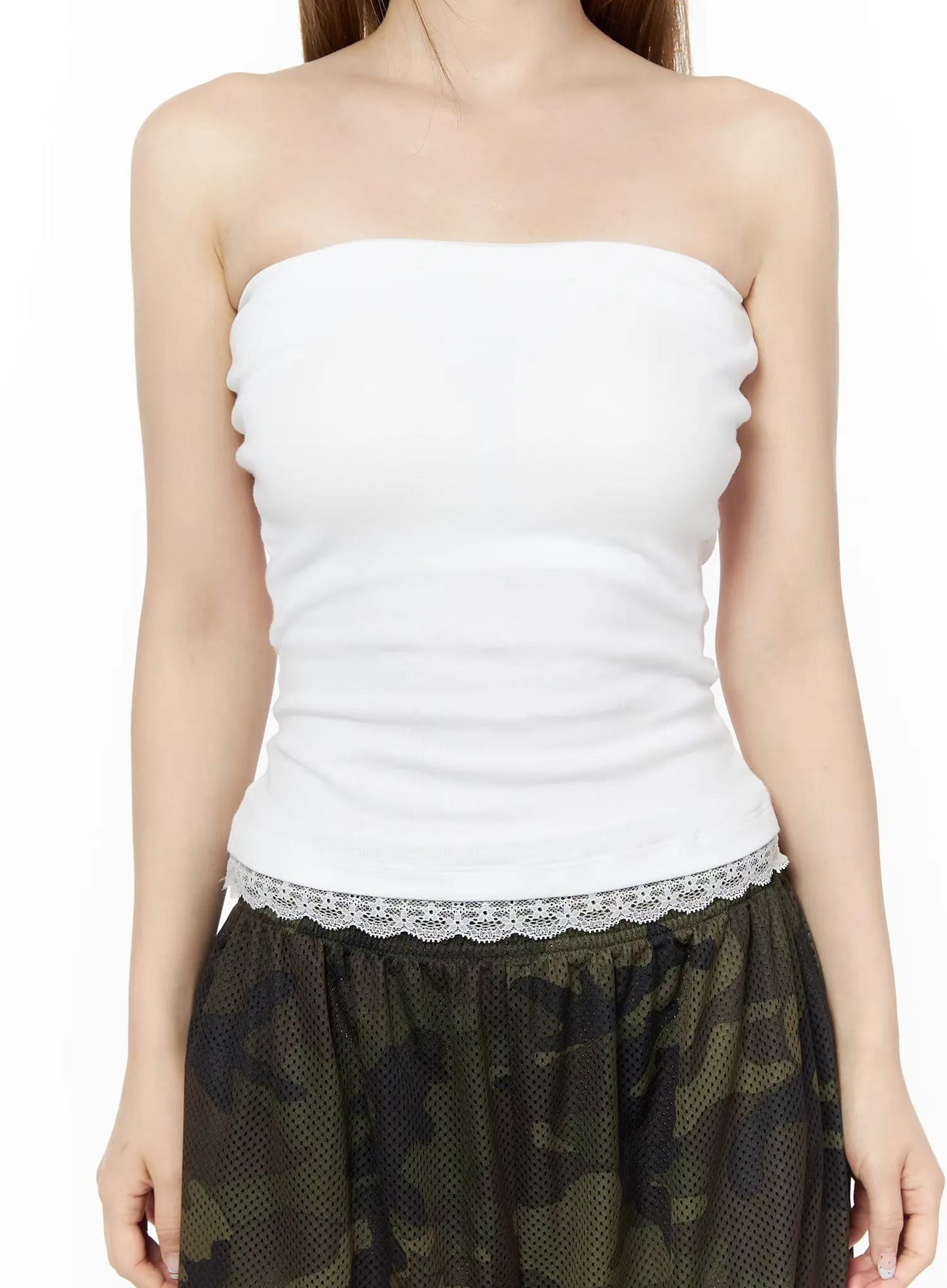 🆕 Lace-Trim Strapless Tube Top - 3 colours