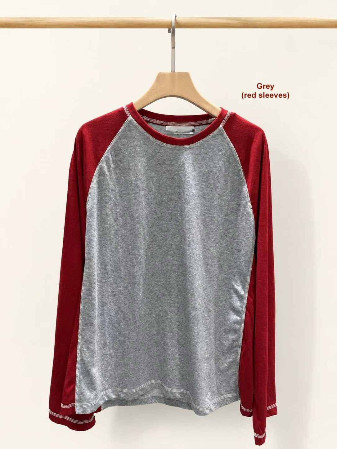 Contrast Stitch Raglan Long Sleeve - 4 colours