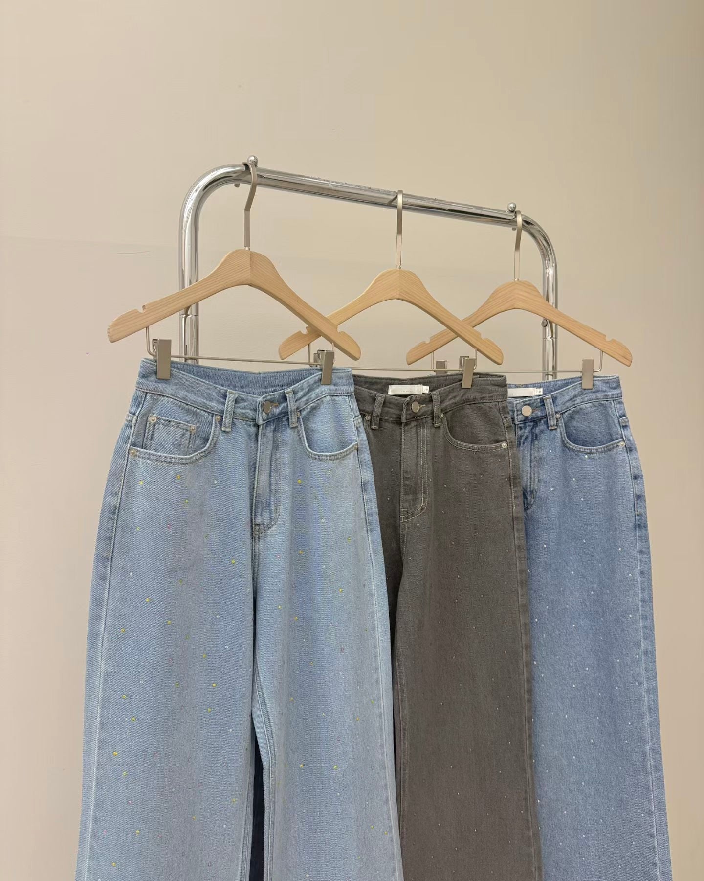 🆕 Sparkle Straight Wide-Leg Jeans - 3 colours