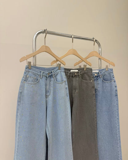 🆕 Sparkle Straight Wide-Leg Jeans - 3 colours