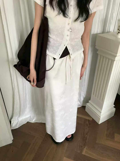 🆕 Satin Jacquard Drawstring Maxi Skirt - 2 colours