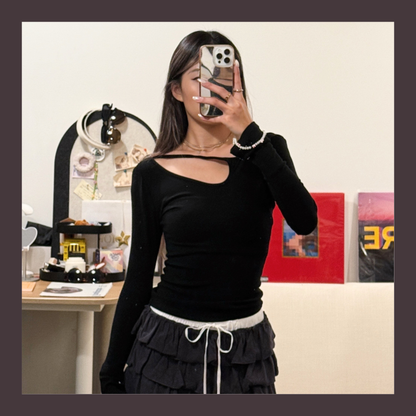 [ 🆕 大力推薦! 小性感彈性薄長衫 ] Sneak Out Top - 2 colours