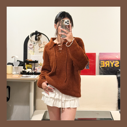 [ 🆕 簡單不出錯~! 綁帶寬鬆冷衫～] To Go Tie Up Knit Sweater - 3 colours