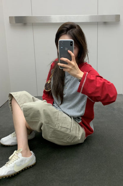Contrast Stitch Raglan Long Sleeve - 4 colours
