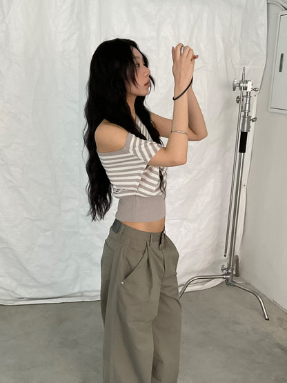 [ 🆕 間條 + 斜膊 = 時尚新指標 ] Jeju Asymmetric Top Stripes - 3 colours