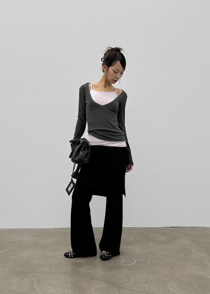 Layered V-Neck Ribbed Top - 3 colours
