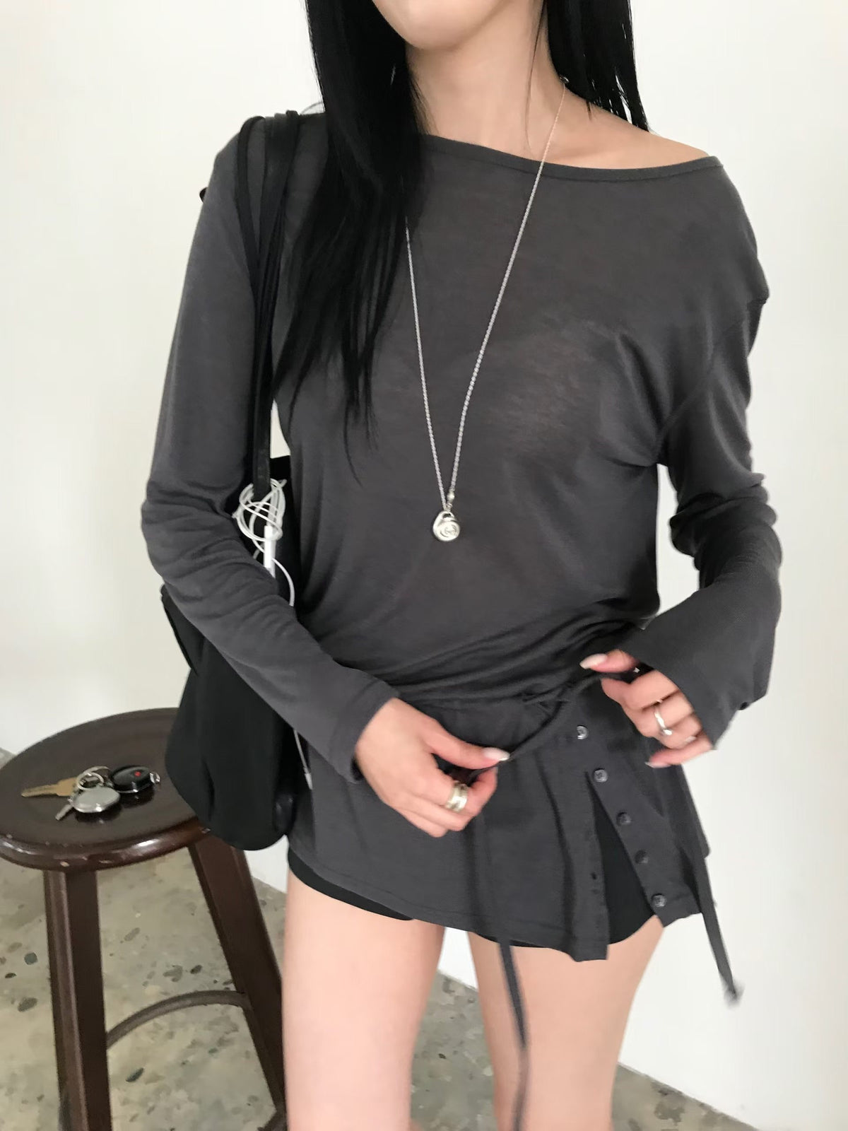 Asymmetric Side-Button Tunic Top - 3 colours