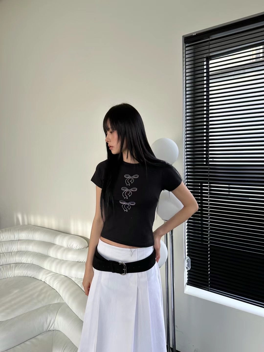 [ 私心必備！閃閃蝴蝶結 tee ] Bow In A Row Everyday Top - 2 colours