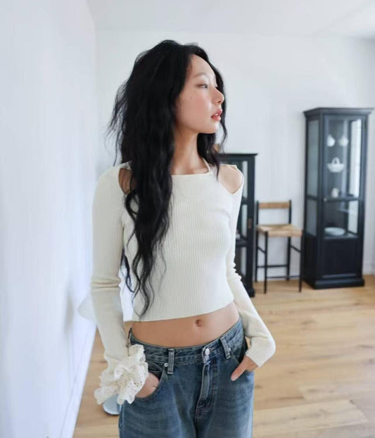 [ 🆕 小性感露膊 top ] Celia Halter Long sleeves Top - 2 colours